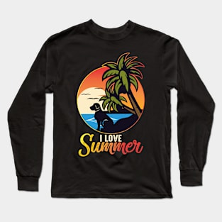 I love summer artistic dog cute art. Long Sleeve T-Shirt